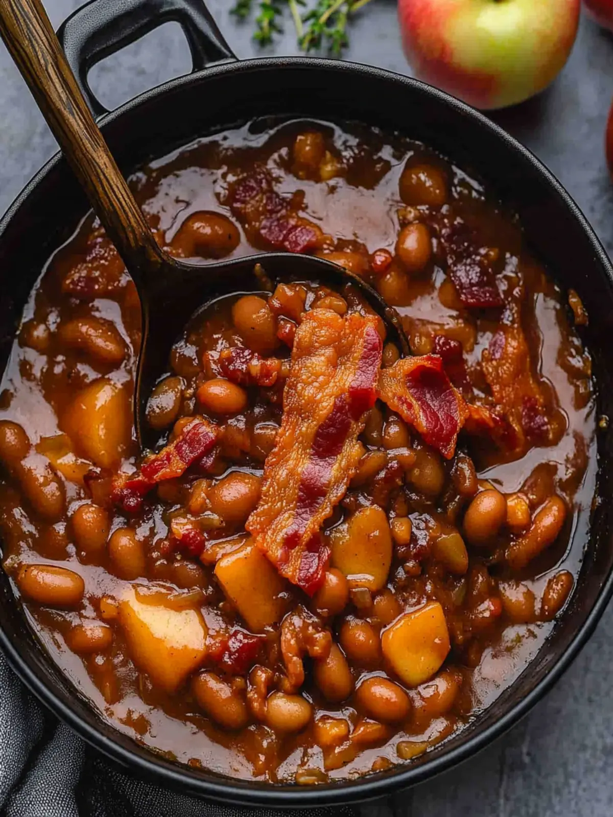 Apple Pie Baked Beans with Bacon