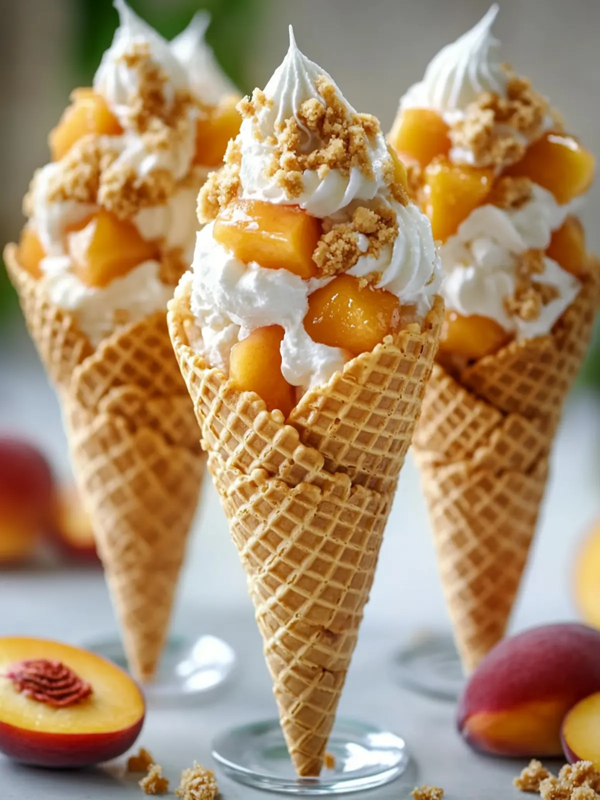 Peach Cobbler Cheesecake Cones: Your Summer Dessert Delight 5 Peach Cobbler Cheesecake Cones