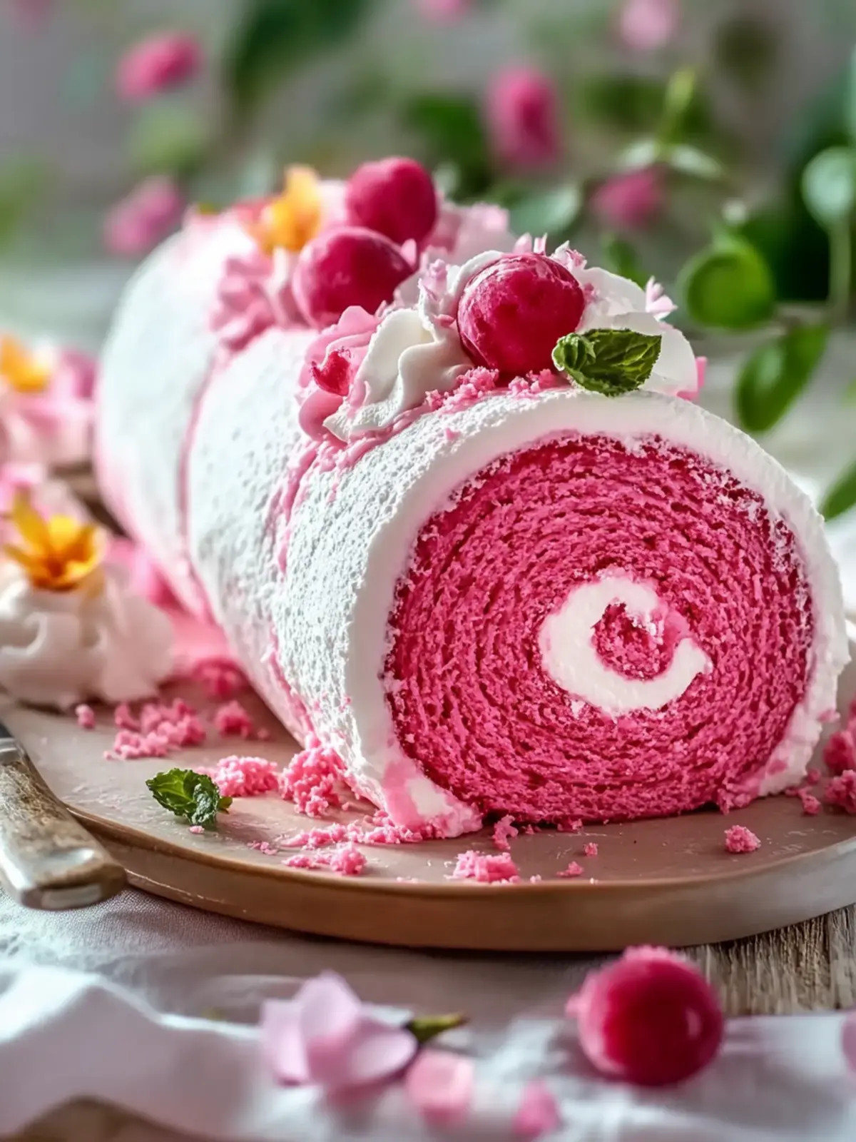 Irresistible Pink Velvet Roll Cake: A Slice of Bliss 2 Pink Velvet Roll Cake