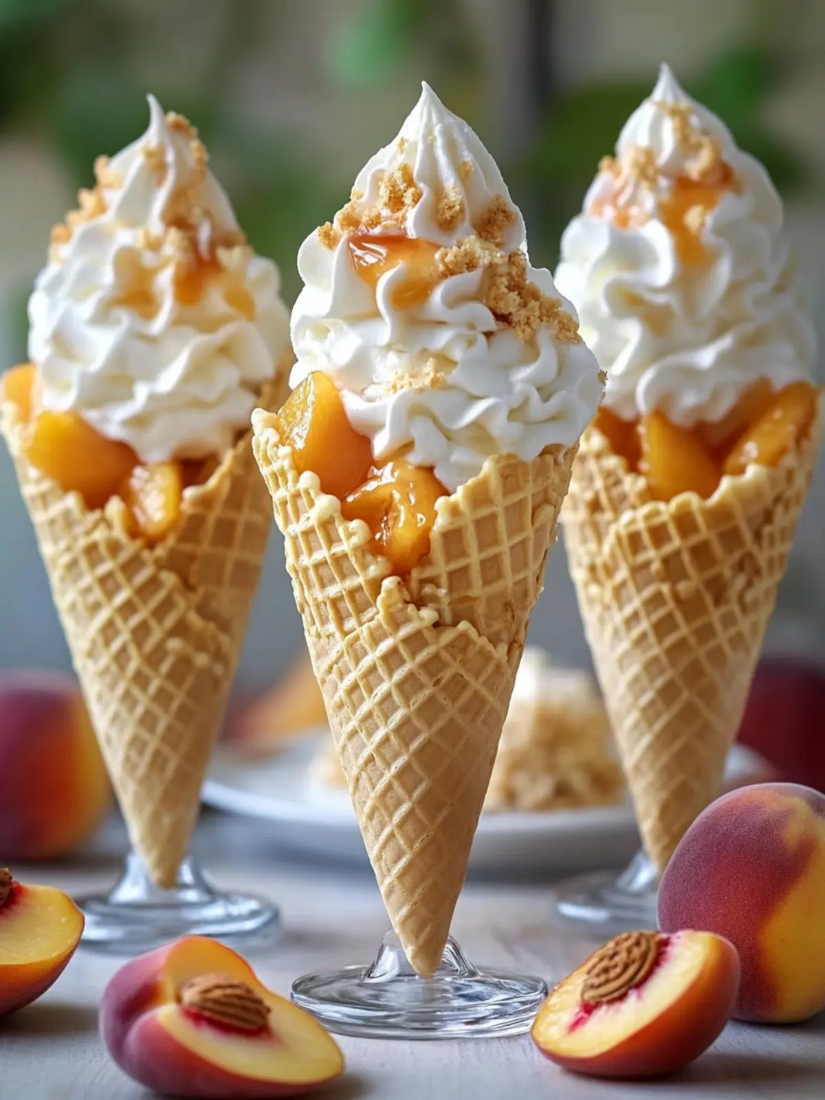 Peach Cobbler Cheesecake Cones: Your Summer Dessert Delight 4 Peach Cobbler Cheesecake Cones