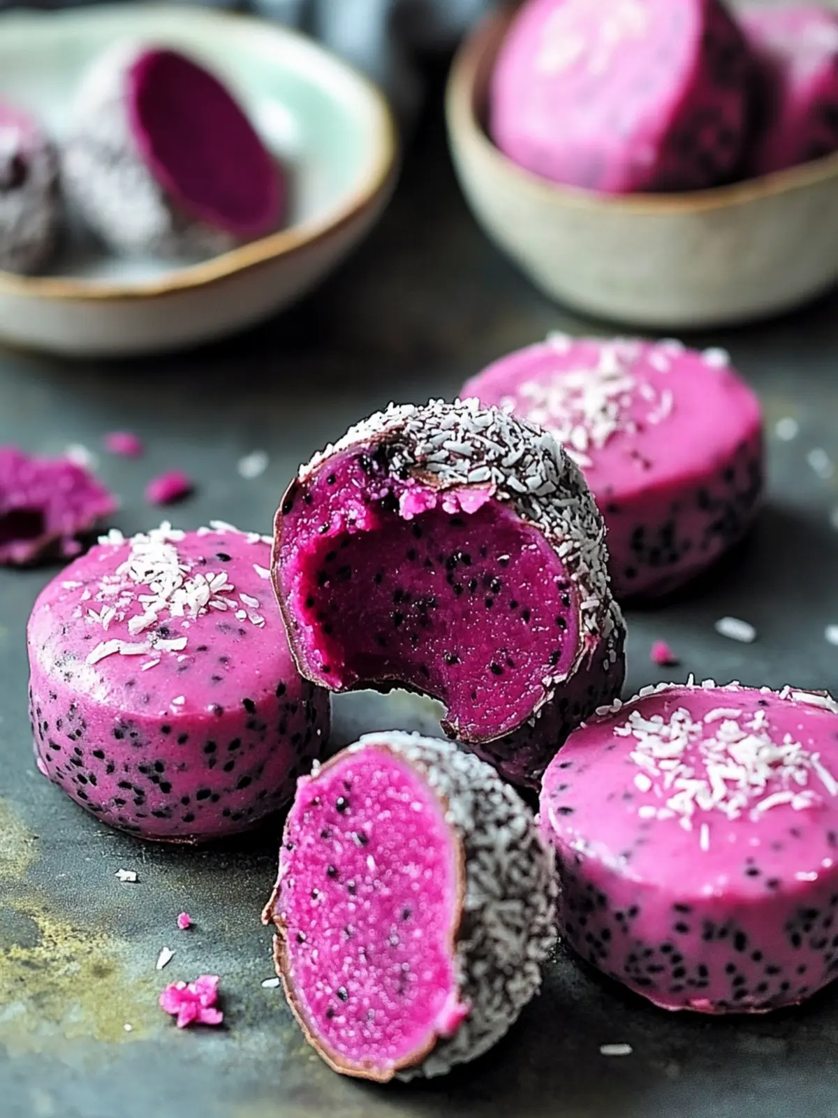 Dark Chocolate Dragon Fruit Coconut Treats