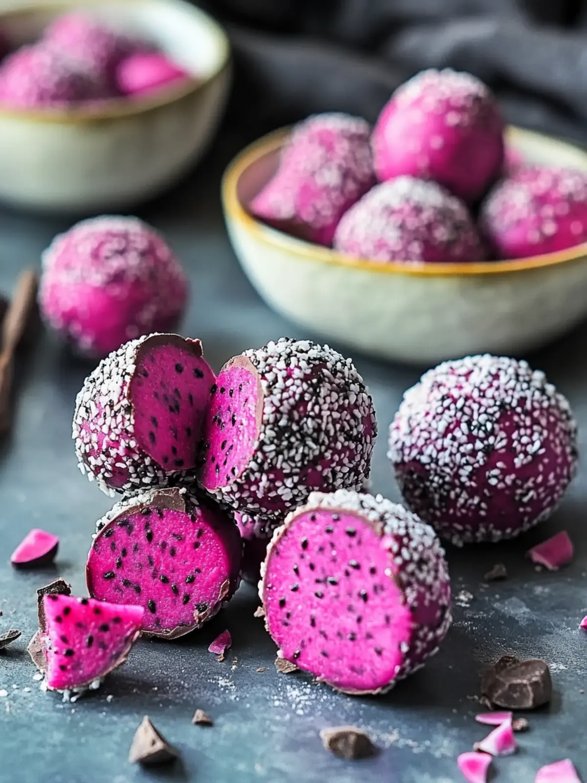 Dark Chocolate Dragon Fruit Coconut Treats