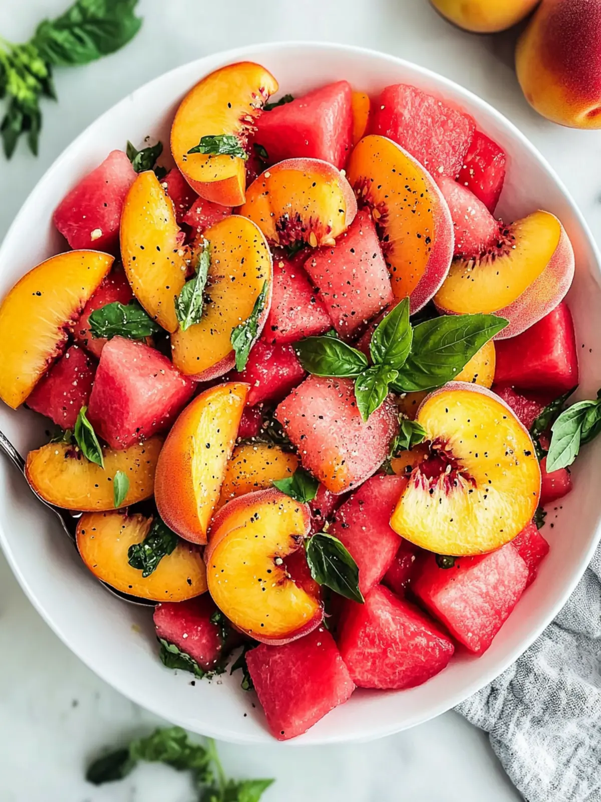 Easy Summer Peach Watermelon Salad to Beat the Heat 3 Easy Summer Peach Watermelon Salad