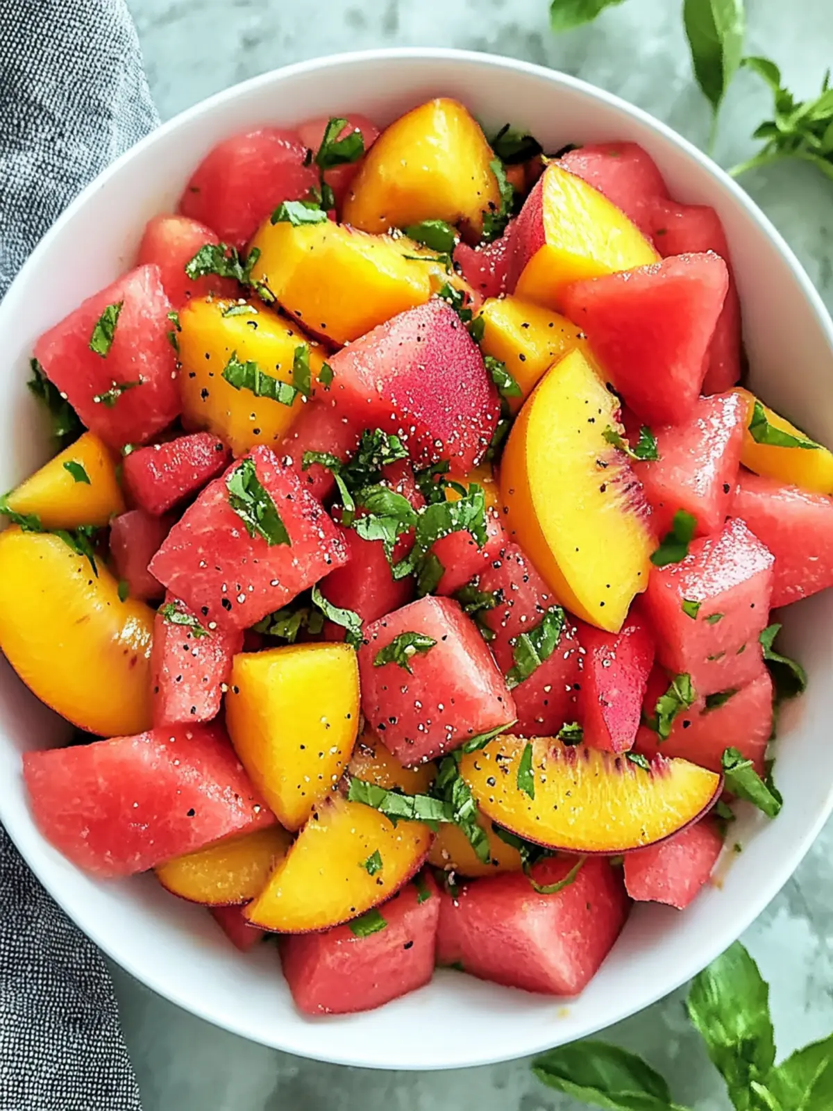 Easy Summer Peach Watermelon Salad to Beat the Heat 2 Easy Summer Peach Watermelon Salad