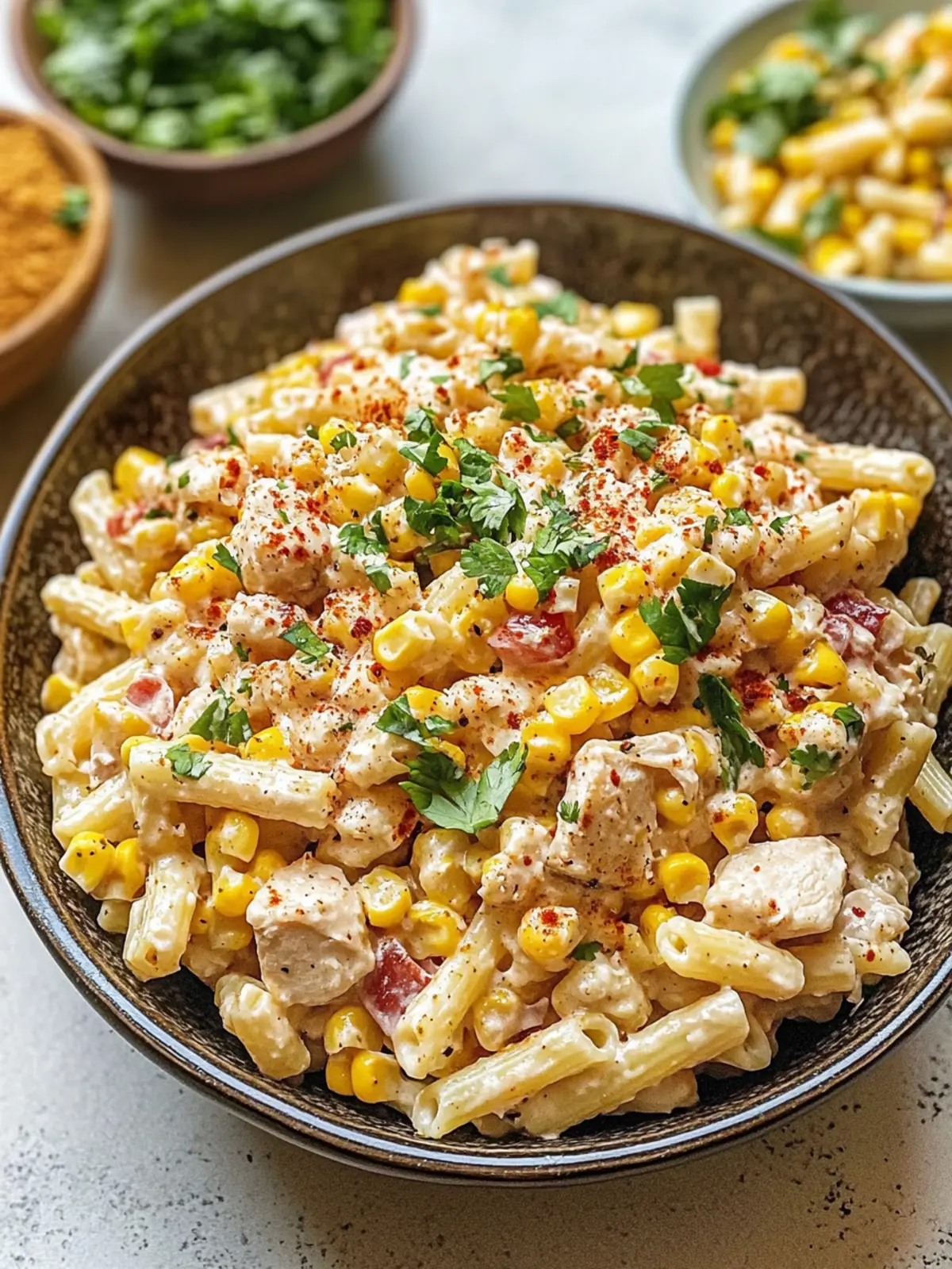 Creamy Street Corn Pasta Salad with Chicken for Summer Fun 5 Creamy Street Corn Pasta Salad (w/ Chicken)
