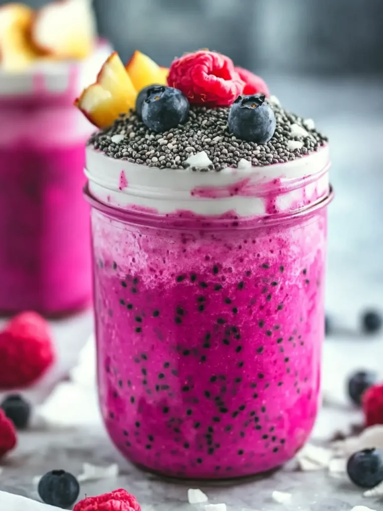Coconut Chia Dragon Fruit Smoothie Jars
